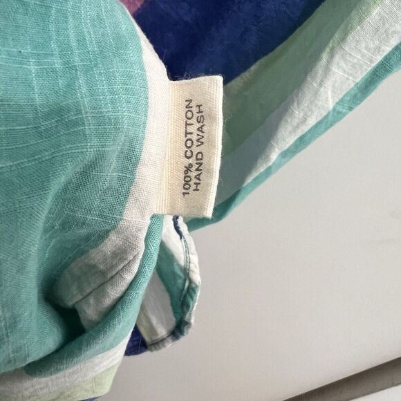 Matta Kaftan Midi Dress Striped Multicolor Cotton Rainbow Embroidered One Size - Picture 4 of 8